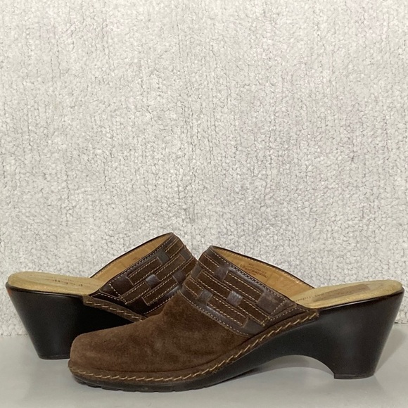 SoftSpots Cath Womens Brown Suede Leather Slip On Mule Heels Shoes SZ US 9 W - Picture 7 of 11